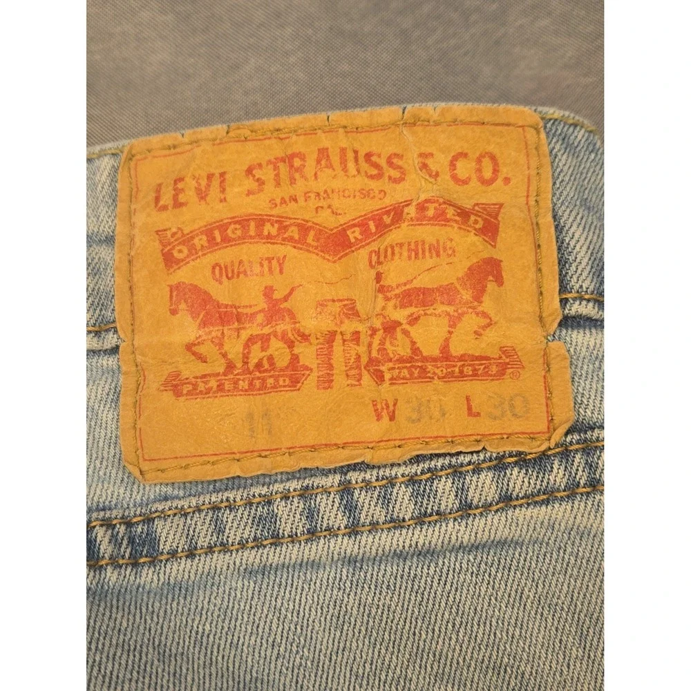 Levis Jeans Mens 36x30 Original Riveted Light Wash Slim Taper Denim Pants 36x30